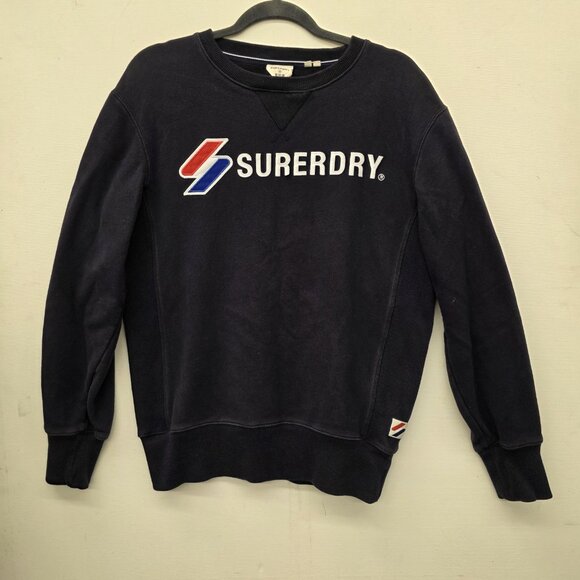 Superdry ​Logo Cotton Pullover Sweatshirt Navy Blue Men's Size Small - Picture 10 of 10